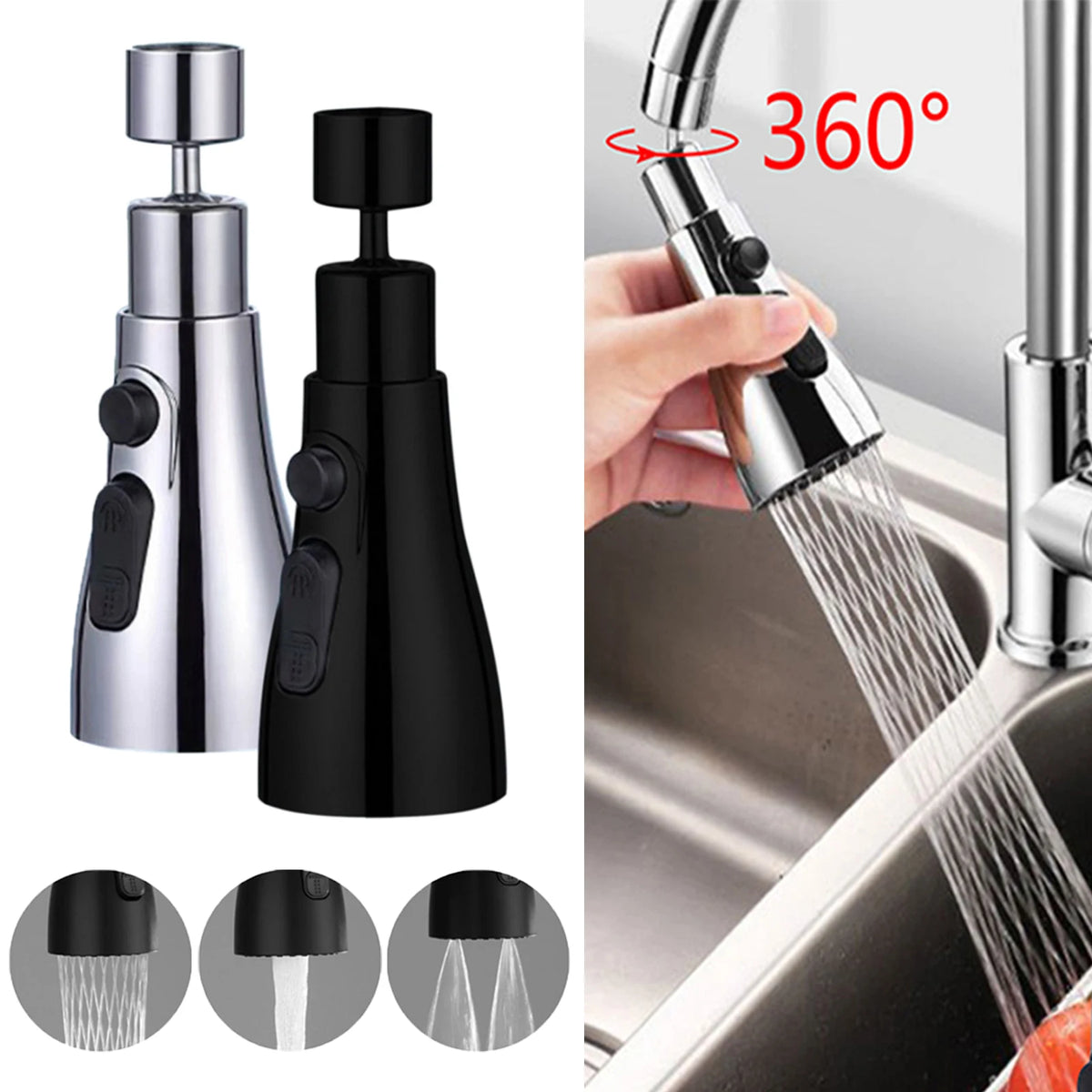 HAVENORA 3-Mode Swivel Kitchen Faucet Extender